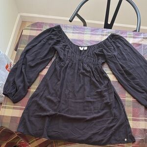 Roxy Charcoal Gray Gathered Top